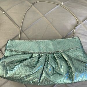 Steve Madden blue snake skin clutch